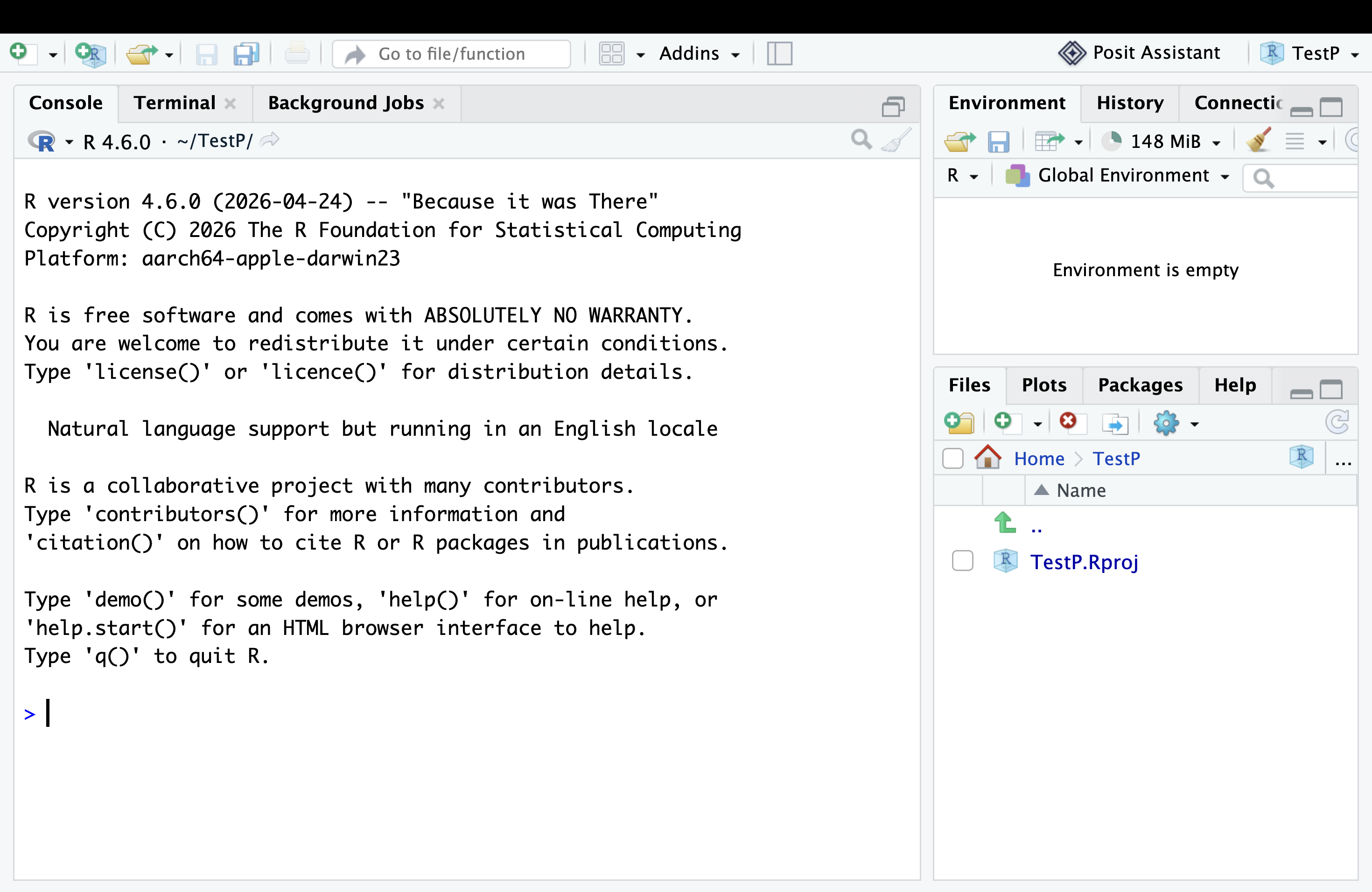 The RStudio interface with its four main panels.